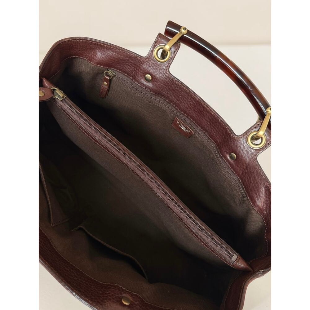 Red Burberry East West Picnic Check Bag Lucite Horn Handles - Picture 10 of 16